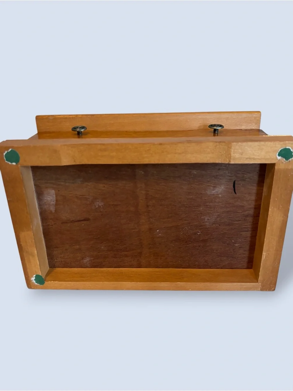 Vintage Wood Etched Glass Doors Jewelry Case Box Chest